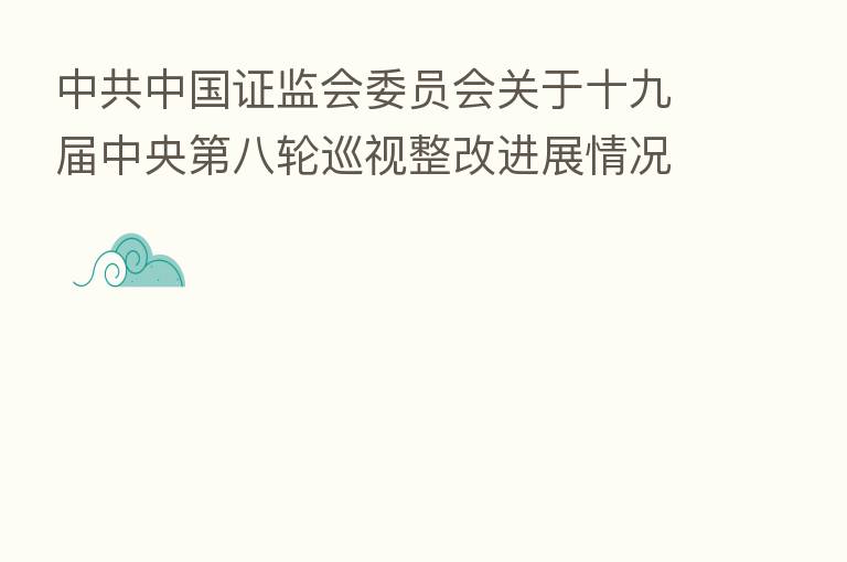 中共中国证监会委员会关于十九届中央 八轮巡视整改进展情况的通报