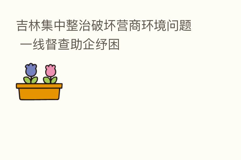 吉林集中整治破坏营商环境问题 一线督查助企纾困