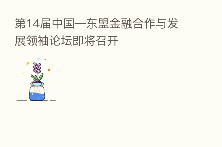 14届中国—东盟金 作与发展领袖论坛即将召开