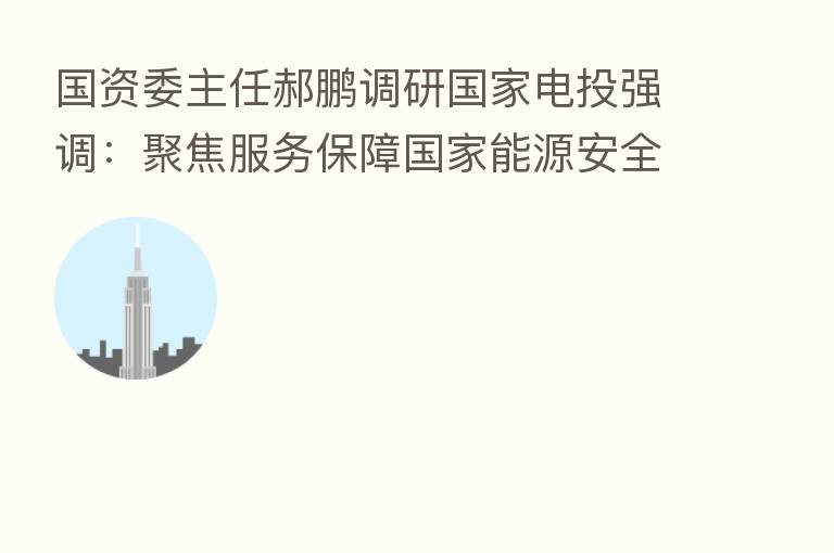 国资委主任郝鹏调研国家电投强调:聚焦服务保障国家能源安全 加快建设世界一流清洁能源企业