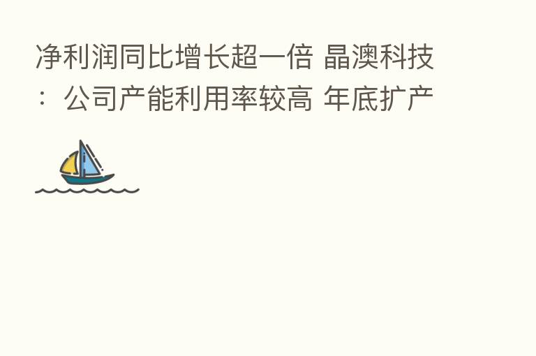 净利润同比增长超一倍 晶澳科技：公司产能利用率较高 年底扩产计划将如期完成|中报追踪