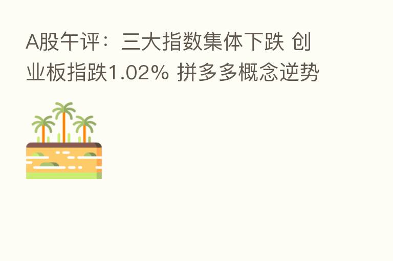 A股午评:三大指数集体下跌 创业板指跌1.02% 拼多多概念逆势领涨