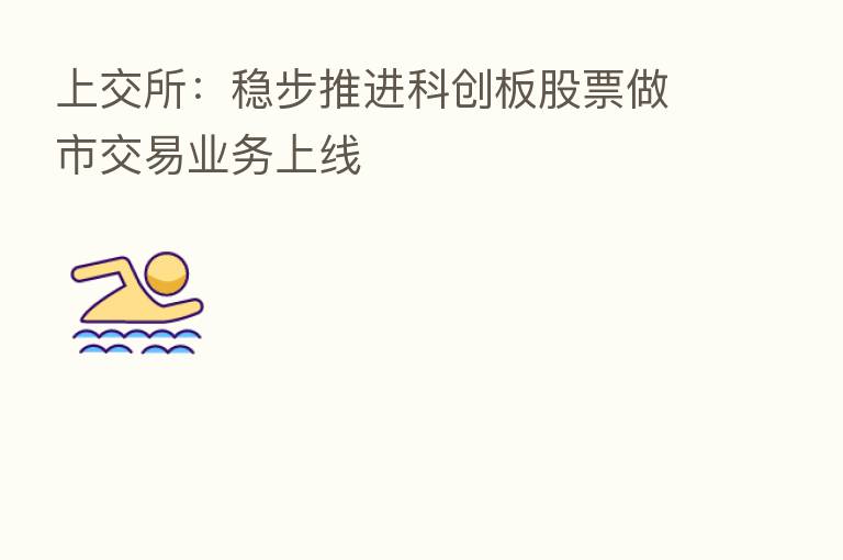 上交所:稳步推进科创板股票做市交易业务上线