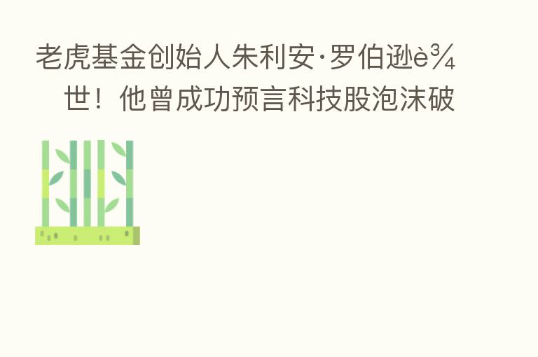 老虎基金创始人朱利安·罗伯逊辞世！他曾成功预言科技股泡沫破裂 也是许多明星投资人的“教父”