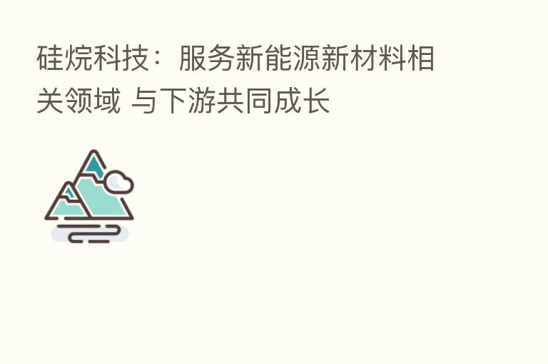 硅烷科技：服务新能源新材料相关领域 与下游共同成长