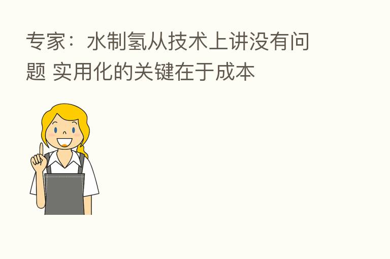 专家：水制氢从技术上讲没有问题 实用化的关键在于成本