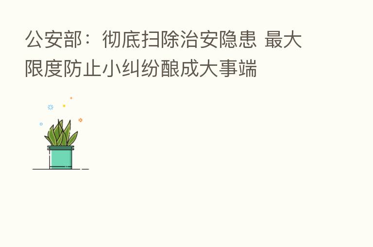 公安部:彻底扫除治安隐患 大限度防止小纠纷酿成大事端