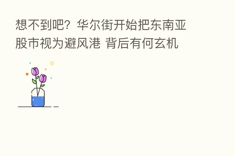 想不到吧?华尔街开始把东南亚股市视为避风港 背后有何玄机