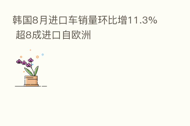 韩国8月进口车销量环比增11.3% 超8成进口自欧洲