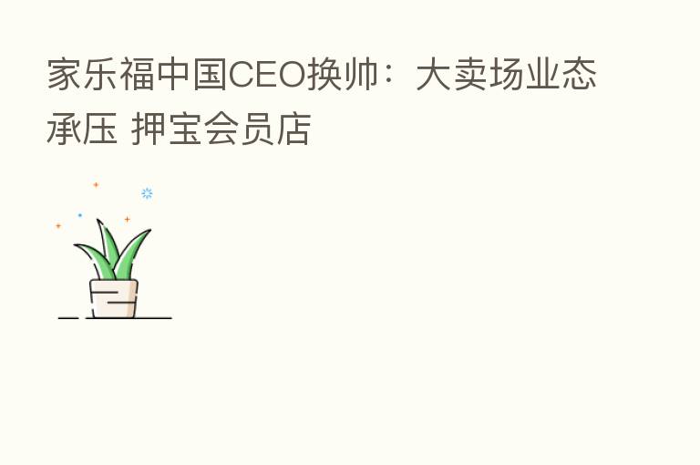 家乐福中国CEO换帅:大卖场业态承压 押宝会员店