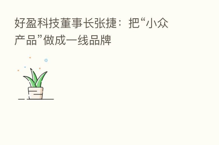 好盈科技董事长张捷：把“小众产品”做成一线品牌