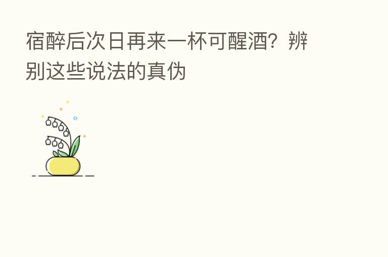 宿醉后次日再来一杯可醒酒?辨别这些说法的真伪