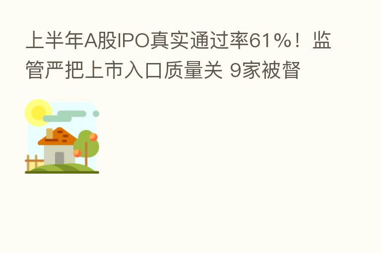 上半年A股IPO真实通过率61%！监管严把上市入口质量关 9家被督导企业问题集中曝光