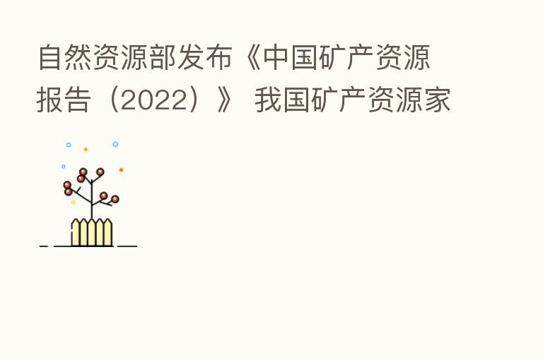 自然资源部发布《中国矿产资源报告（2022）》 我国矿产资源家底进一步夯实