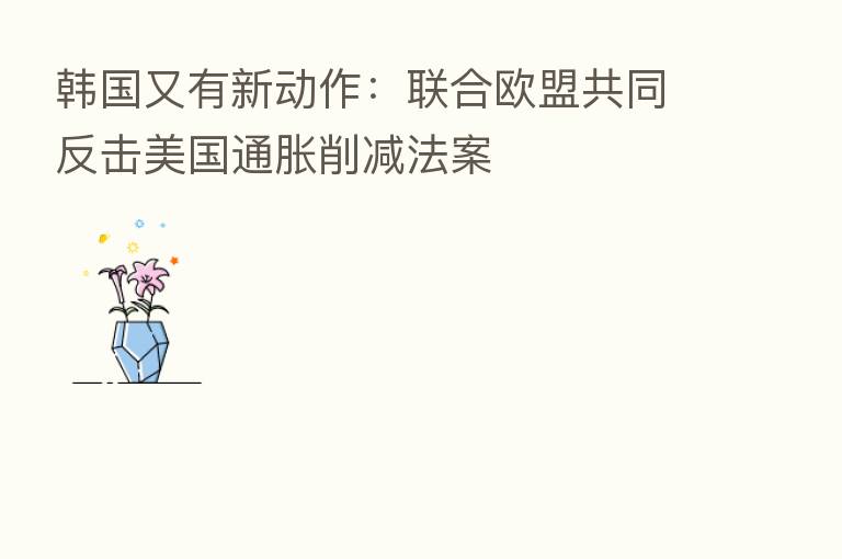 韩国又有新动作:联合欧盟共同反击美国通胀削减法案