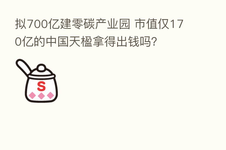 拟700亿建零碳产业园 市值仅170亿的中国天楹拿得出前吗?