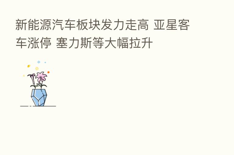 新能源汽车板块发力走高 亚星客车涨停 塞力斯等大幅拉升