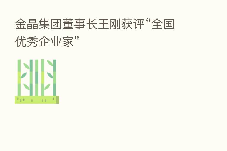 金晶集团董事长王刚获评“全国优秀企业家”