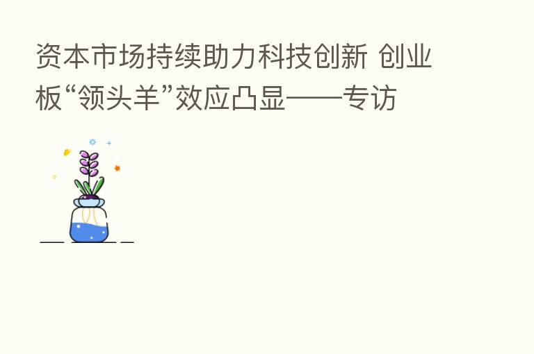 资本市场持续助力科技创新 创业板“领头羊”效应凸显——专访科技部火炬中心主任贾敬敦