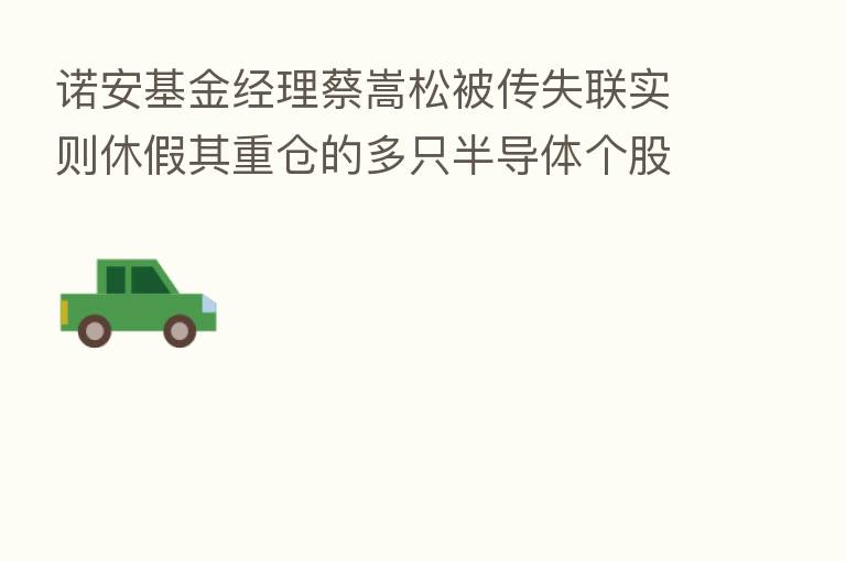 诺安基金经理蔡嵩松被传失联实则休假其重仓的多只半导体个股股价下跌