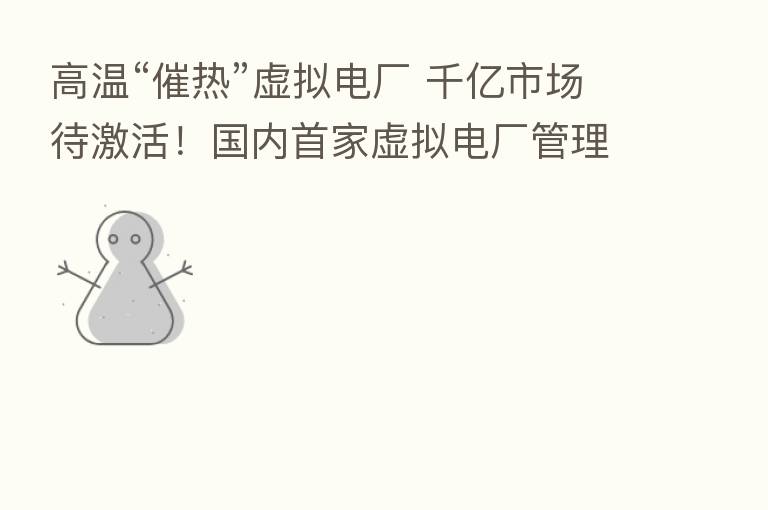 高温“催热”虚拟电厂 千亿市场待激活!国内首家虚拟电厂管理中心为何花落深圳?