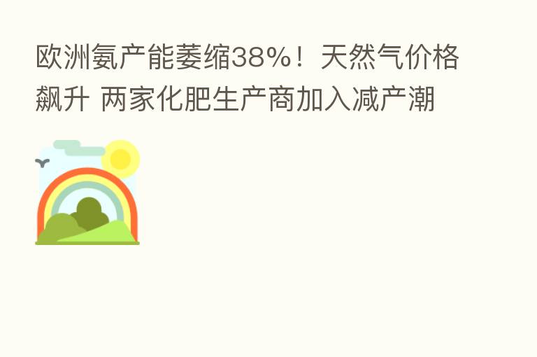 欧洲氨产能萎缩38%！天然气价格飙升 两家化肥生产商加入减产潮