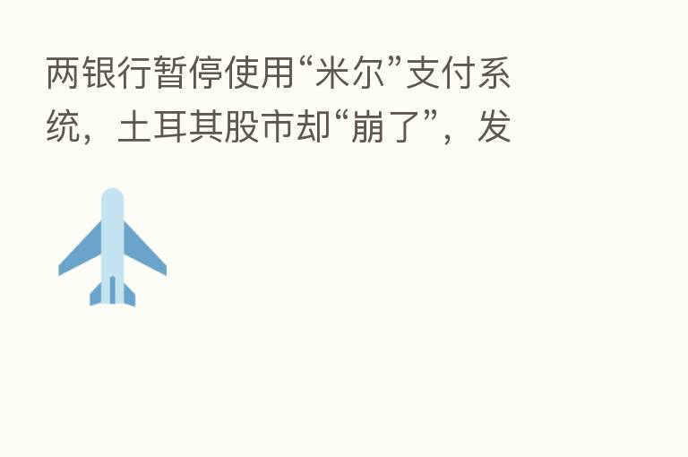两银行暂停使用“米尔”支付系统，土耳其股市却“崩了”，发生了什么？