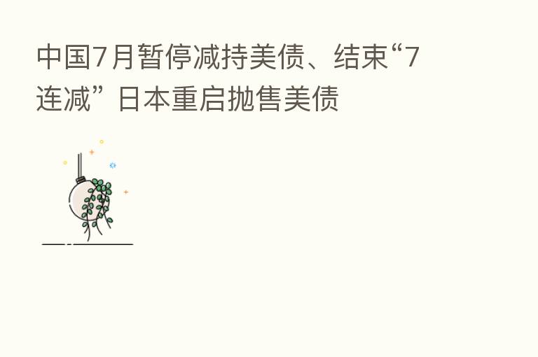 中国7月暂停减持美债、结束“7连减” 日本重启抛售美债