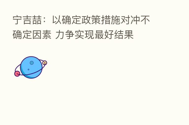 宁吉喆：以确定政策措施对冲不确定因素 力争实现   好结果