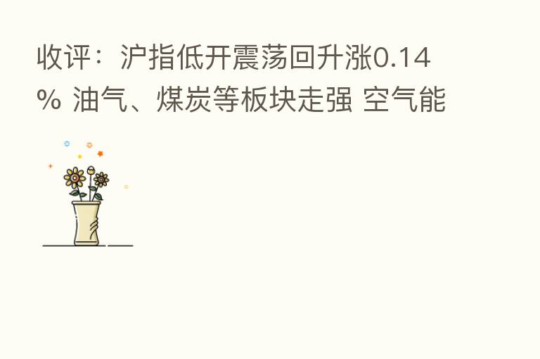 收评：沪指低开震荡回升涨0.14% 油气、煤炭等板块走强 空气能热泵概念拉升