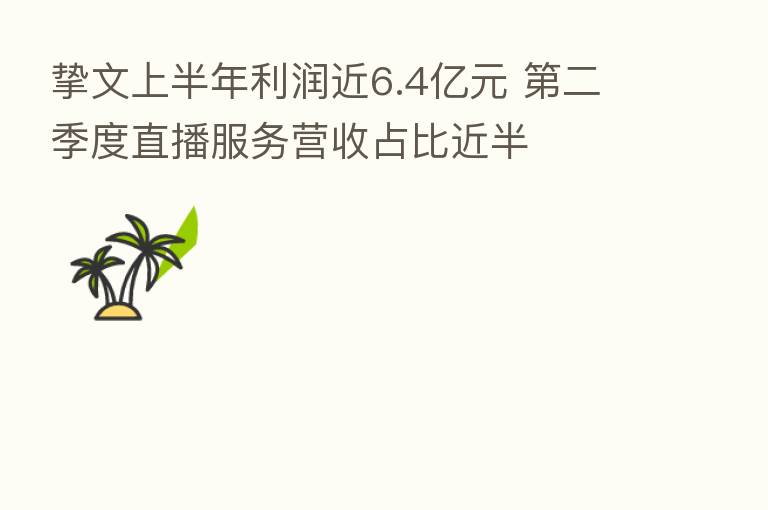 挚文上半年利润近6.4亿元    二季度直播服务营收占比近半