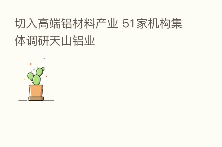 切入高端铝材料产业 51家机构集体调研天山铝业