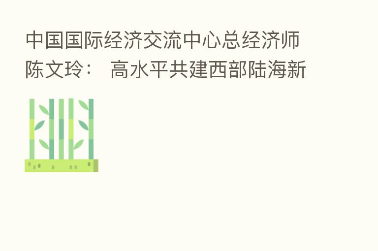中国国际经济交流中心总经济师陈文玲: 高水平共建西部陆海新通道