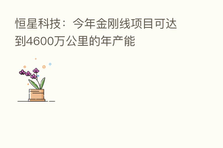 恒星科技：今年金刚线项目可达到4600万公里的年产能