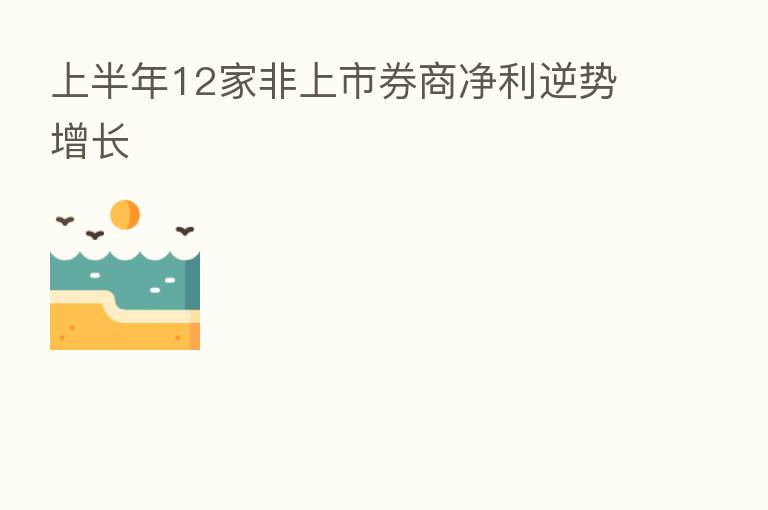 上半年12家非上市券商净利逆势增长