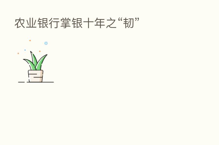农业银行掌银十年之“韧”