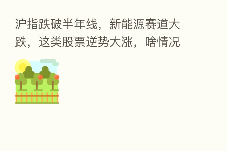 沪指跌破半年线,新能源赛道大跌,这类股票逆势大涨,啥情况?