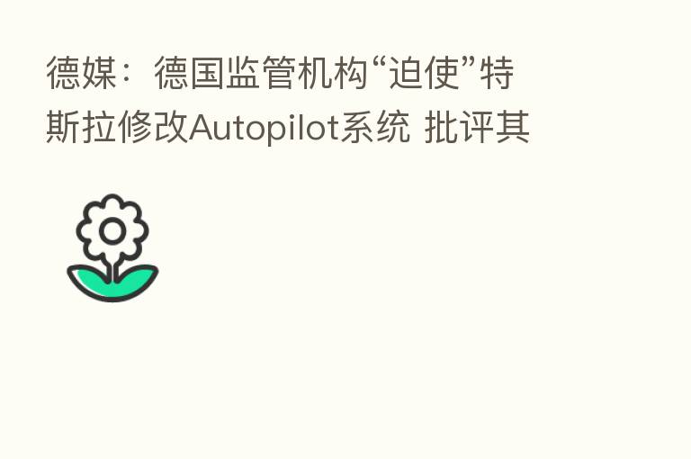 德媒:德国监管机构“迫使”特斯拉修改Autopilot系统 批评其软件更新缺乏透明度