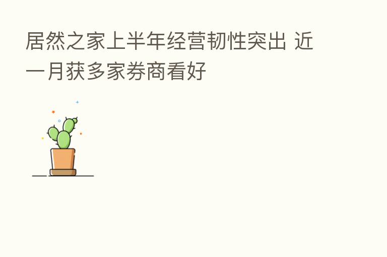 居然之家上半年经营韧性突出 近一月获多家券商看好