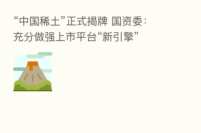 “中国稀土”正式揭牌 国资委:充分做强上市平台“新引擎”