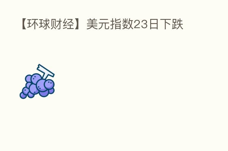 【环球财经】美元指数23日下跌