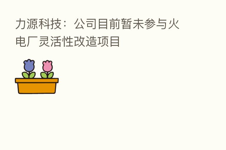 力源科技：公司目前暂未参与火电厂灵活性改造项目