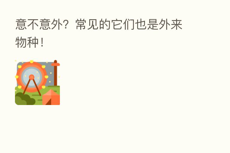 意不意外?常见的它们也是外来物种!