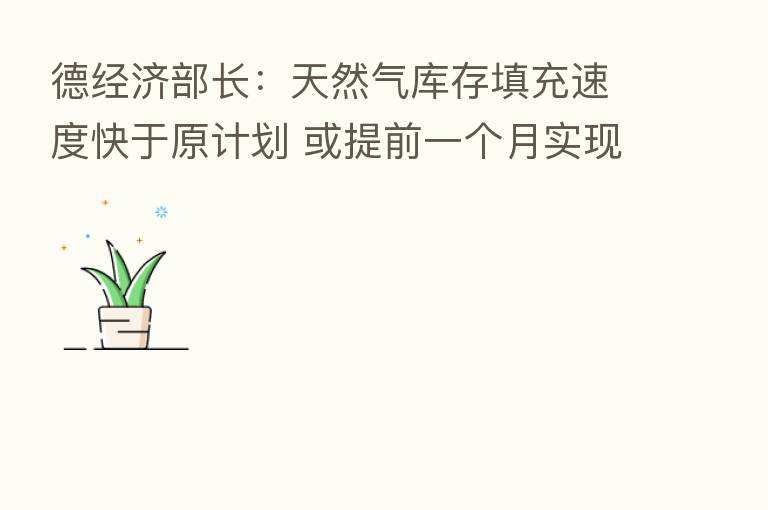 德经济部长：天然气库存填充速度快于原计划 或提前一个月实现目标