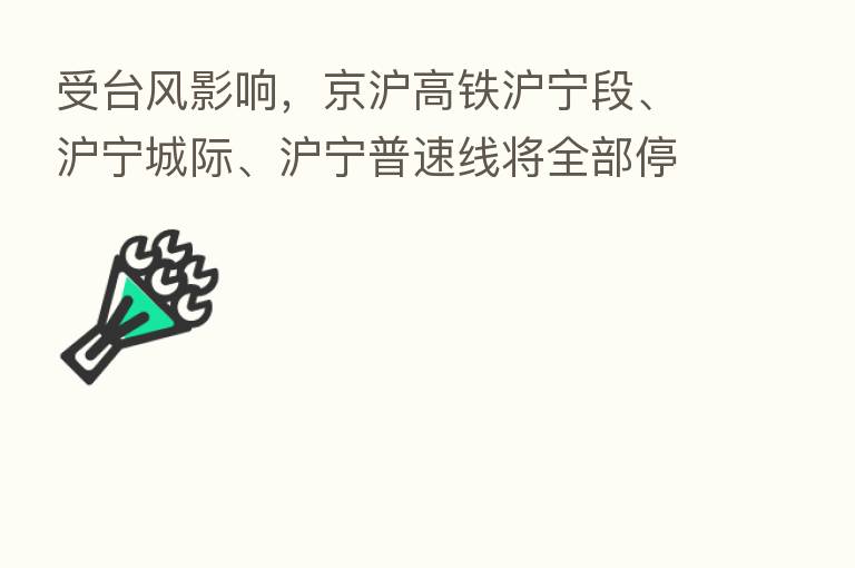 受台风影响，京沪高铁沪宁段、沪宁城际、沪宁普速线将全部停运
