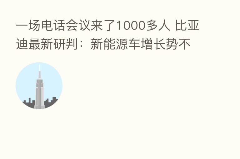 一场电话会议来了1000多人 比亚迪新   研判：新能源车增长势不可挡！