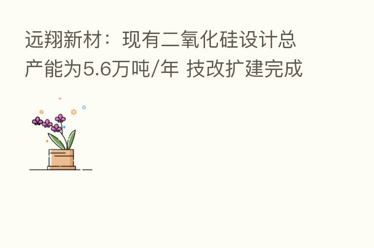 远翔新材：现有二氧化硅设计总产能为5.6万吨/年 技改扩建完成后 预计明年初产能将达到10万吨/年