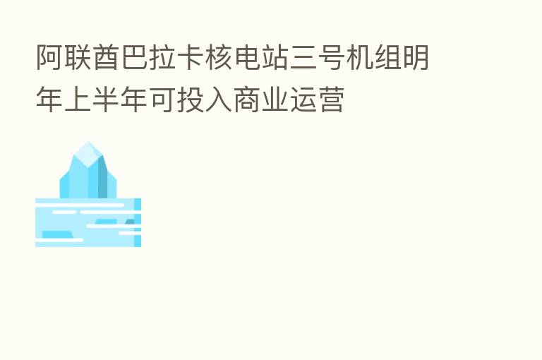 阿联酋巴拉卡核电站三号机组明年上半年可投入商业运营
