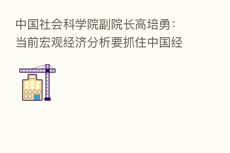 中国社会科学院副院长高培勇:当前宏观经济分析要抓住中国经济的基本面和大趋势