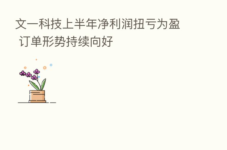 文一科技上半年净利润扭亏为盈 订单形势持续向好